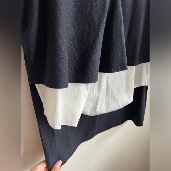 Derek Lam 10 Crosby Wool Pinstriped tiered Sleeveless V-neck blouse Sz 6 - Picture 13 of 14